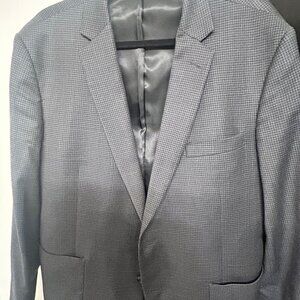 blue and grey sports suit jacket
